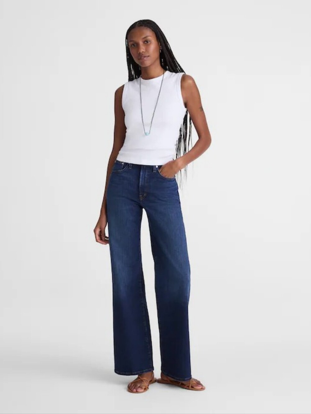 Madewell The Wide-Leg Jean Dark Wash High Rise Jeans Size 27